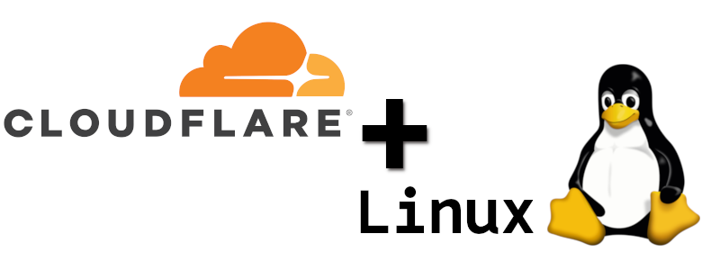 logo of cloudflare plus logo of linux